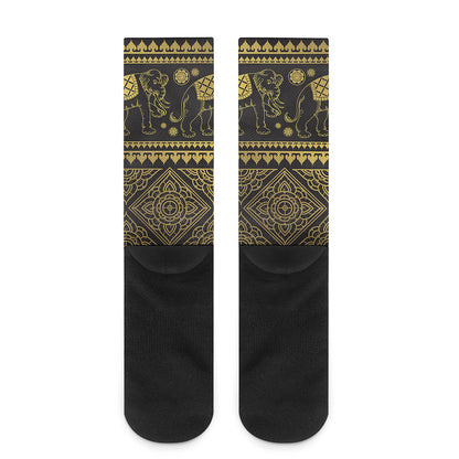 Ethnic Thai Elephant Pattern Print Crew Socks