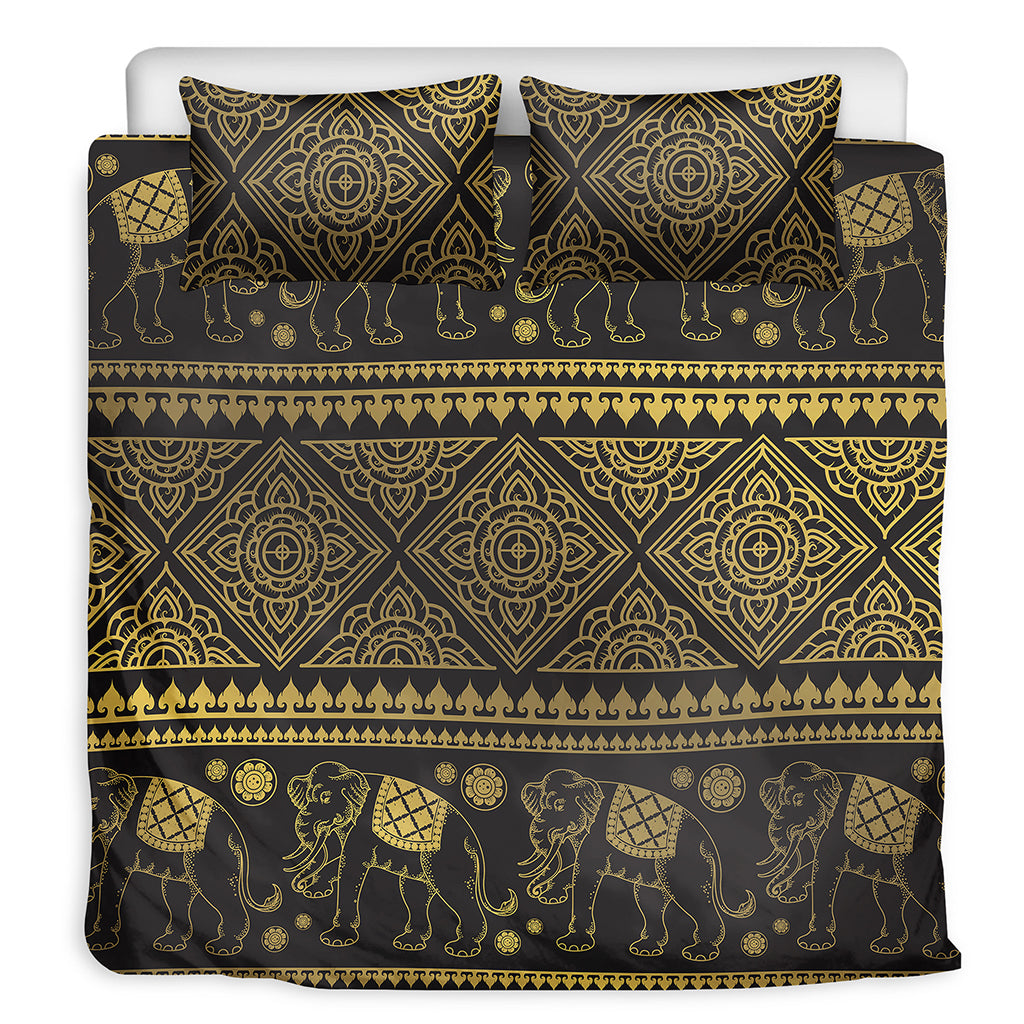 Ethnic Thai Elephant Pattern Print Duvet Cover Bedding Set