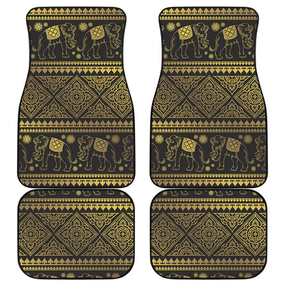 Ethnic Thai Elephant Pattern Print Front and Back Car Floor Mats