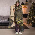 Ethnic Thai Elephant Pattern Print Hooded Blanket