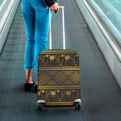 Ethnic Thai Elephant Pattern Print Luggage Cover