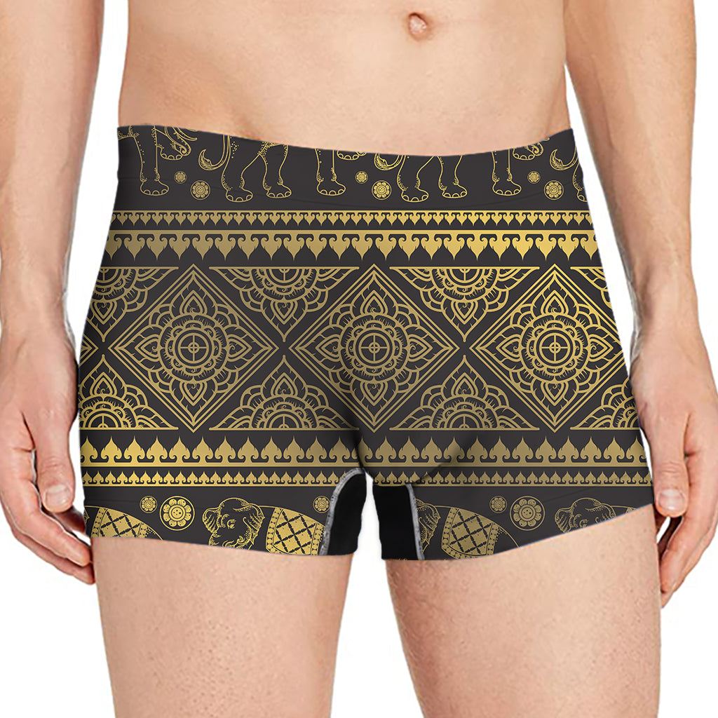 Ethnic Thai Elephant Pattern Print Men's Boxer Briefs