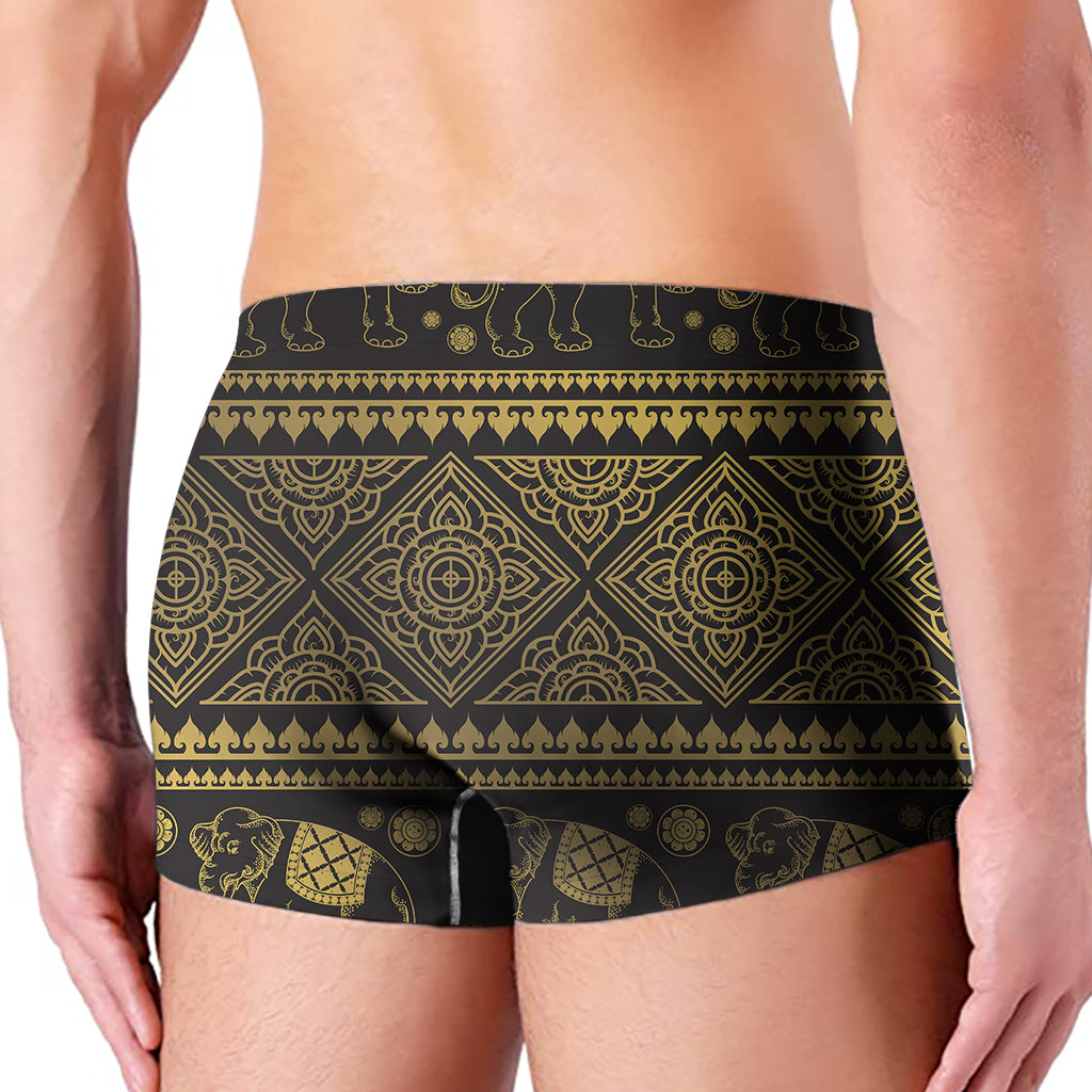 Ethnic Thai Elephant Pattern Print Men's Boxer Briefs