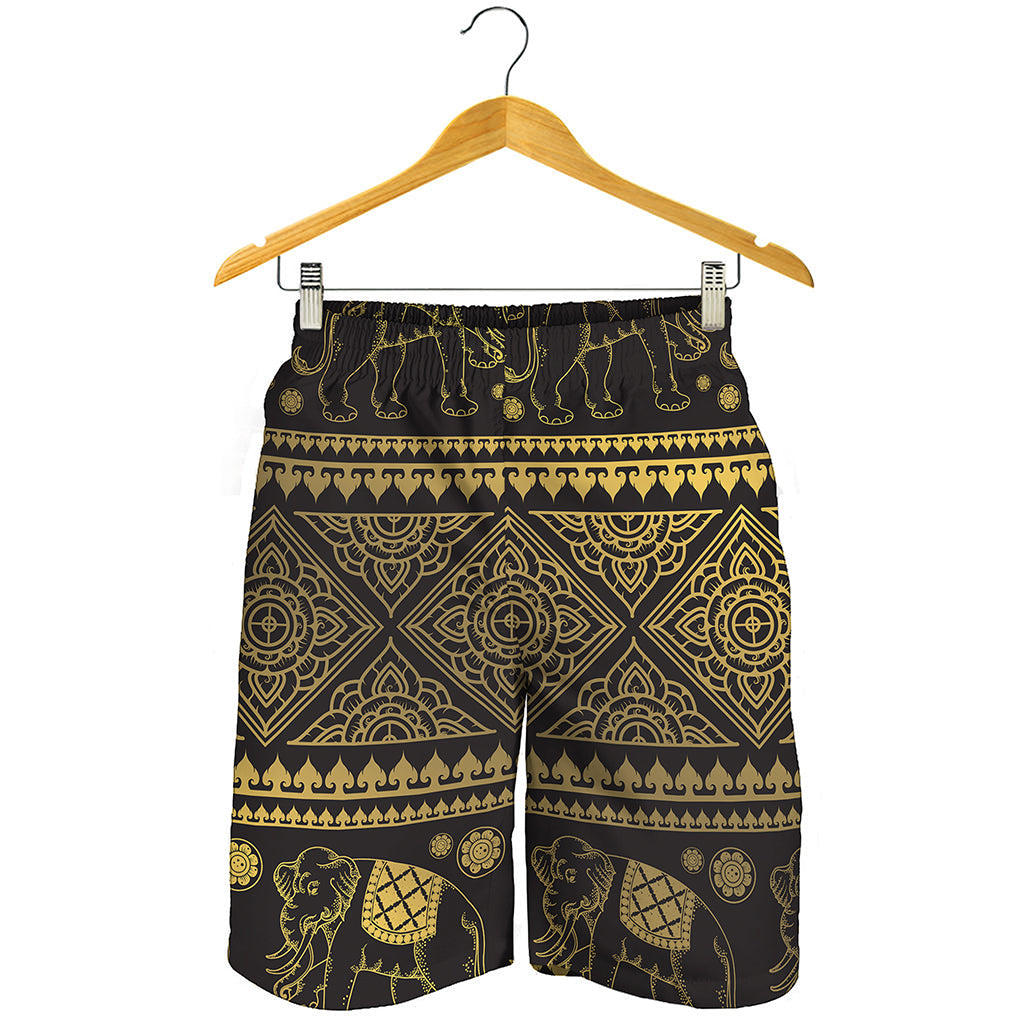Ethnic Thai Elephant Pattern Print Men's Shorts