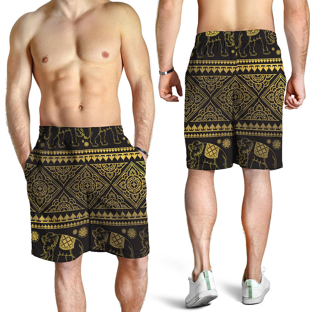 Ethnic Thai Elephant Pattern Print Men's Shorts