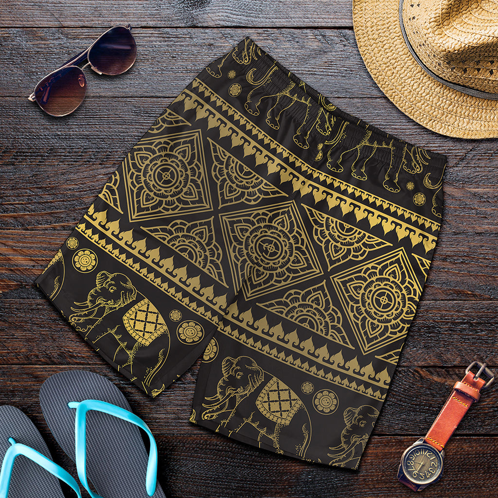 Ethnic Thai Elephant Pattern Print Men's Shorts