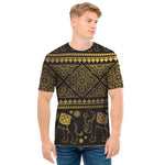Ethnic Thai Elephant Pattern Print Men's T-Shirt