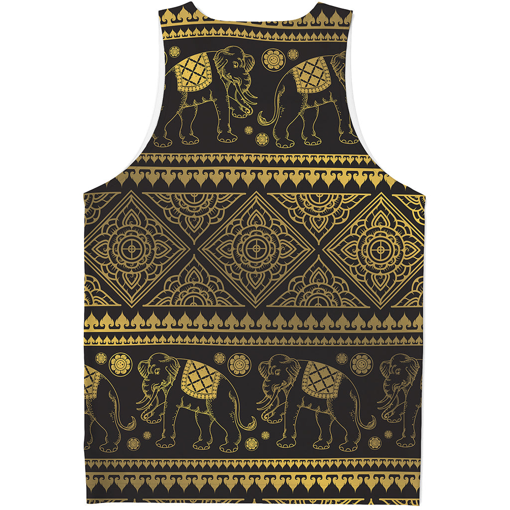 Ethnic Thai Elephant Pattern Print Men's Tank Top