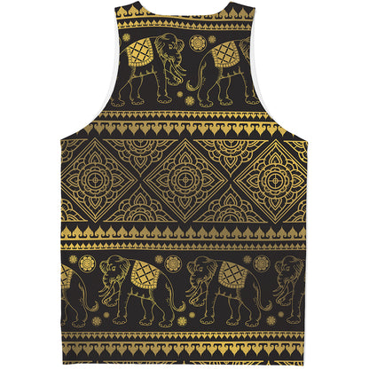 Ethnic Thai Elephant Pattern Print Men's Tank Top