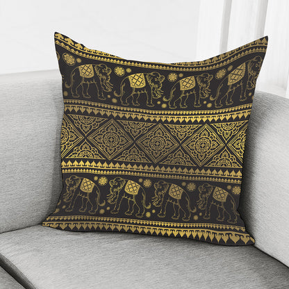 Ethnic Thai Elephant Pattern Print Pillow Cover