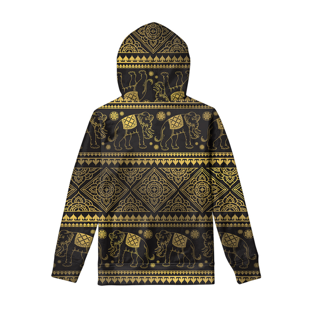 Ethnic Thai Elephant Pattern Print Pullover Hoodie