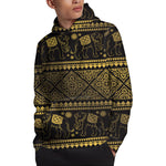 Ethnic Thai Elephant Pattern Print Pullover Hoodie
