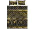 Ethnic Thai Elephant Pattern Print Quilt Bed Set