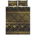 Ethnic Thai Elephant Pattern Print Quilt Bed Set