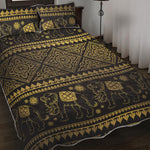 Ethnic Thai Elephant Pattern Print Quilt Bed Set