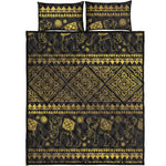 Ethnic Thai Elephant Pattern Print Quilt Bed Set