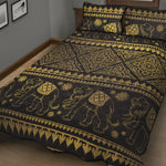 Ethnic Thai Elephant Pattern Print Quilt Bed Set