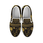 Ethnic Thai Elephant Pattern Print White Slip On Shoes