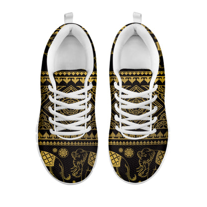 Ethnic Thai Elephant Pattern Print White Sneakers