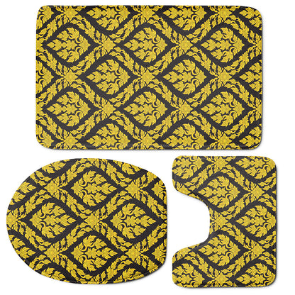 Ethnic Thai Pattern Print 3 Piece Bath Mat Set