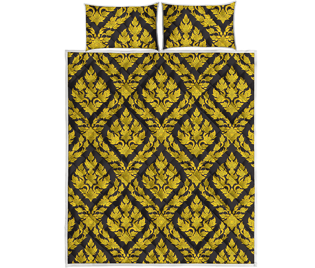 Ethnic Thai Pattern Print Quilt Bed Set