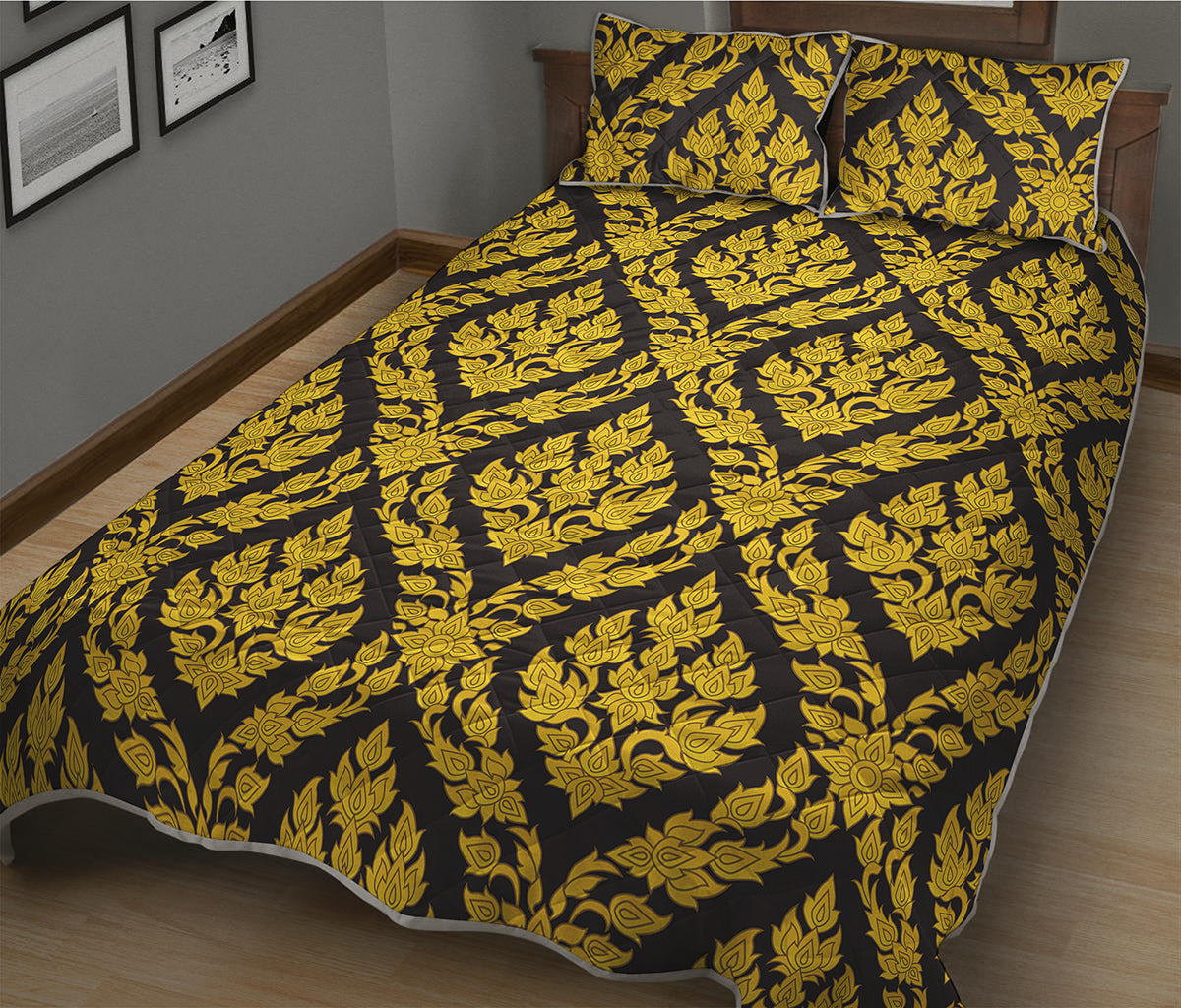 Ethnic Thai Pattern Print Quilt Bed Set