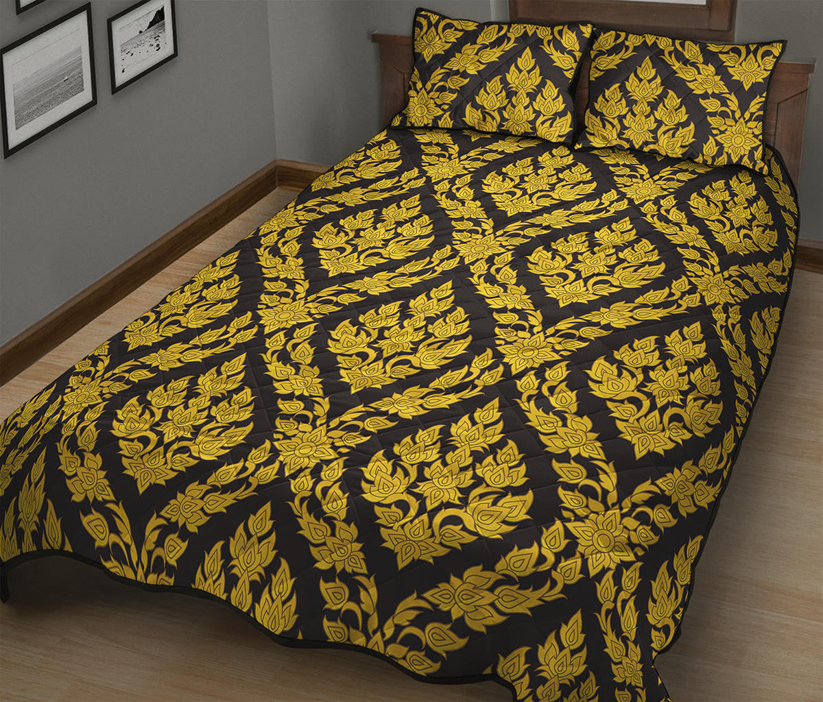 Ethnic Thai Pattern Print Quilt Bed Set