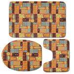 Ethnic Tiki Pattern Print 3 Piece Bath Mat Set
