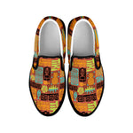 Ethnic Tiki Pattern Print Black Slip On Shoes