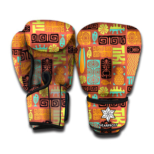 Ethnic Tiki Pattern Print Boxing Gloves