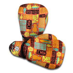 Ethnic Tiki Pattern Print Boxing Gloves