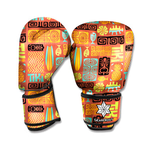 Ethnic Tiki Pattern Print Boxing Gloves