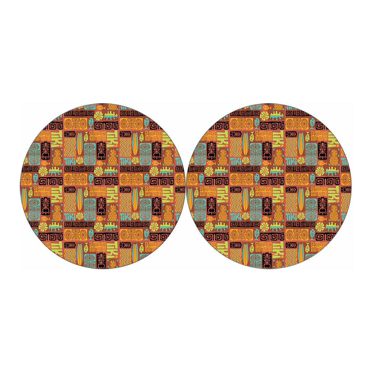Ethnic Tiki Pattern Print Car Coasters