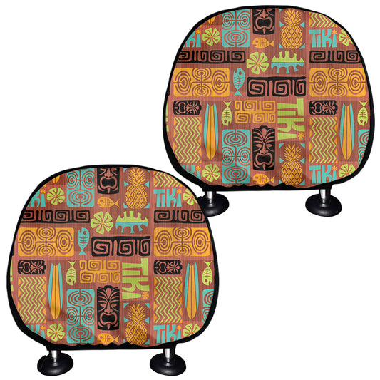 Ethnic Tiki Pattern Print Car Headrest Covers