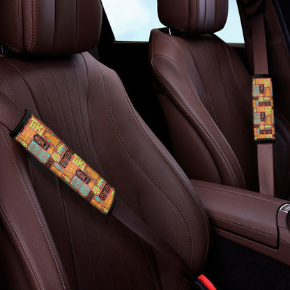 Ethnic Tiki Pattern Print Car Seat Belt Covers