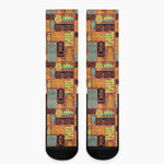 Ethnic Tiki Pattern Print Crew Socks