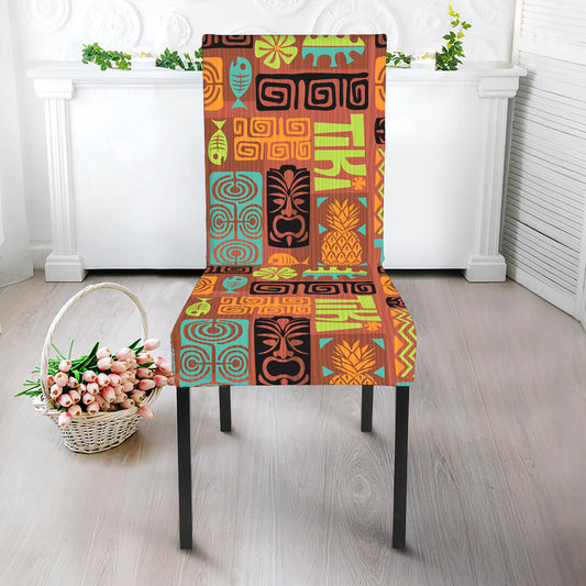Ethnic Tiki Pattern Print Dining Chair Slipcover