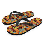 Ethnic Tiki Pattern Print Flip Flops
