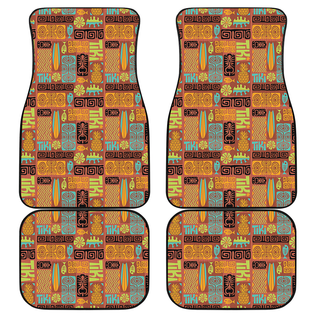 Ethnic Tiki Pattern Print Front and Back Car Floor Mats