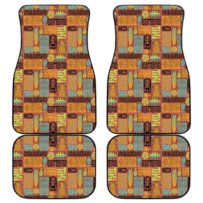 Ethnic Tiki Pattern Print Front and Back Car Floor Mats