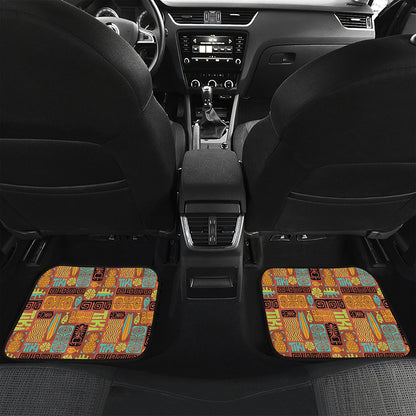 Ethnic Tiki Pattern Print Front and Back Car Floor Mats