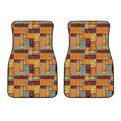 Ethnic Tiki Pattern Print Front Car Floor Mats
