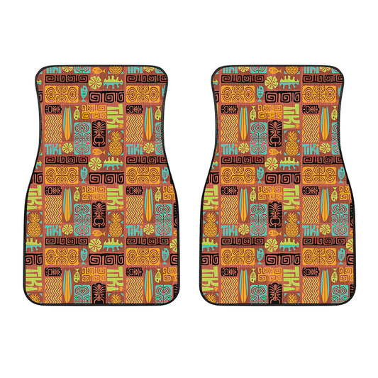 Ethnic Tiki Pattern Print Front Car Floor Mats