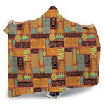 Ethnic Tiki Pattern Print Hooded Blanket