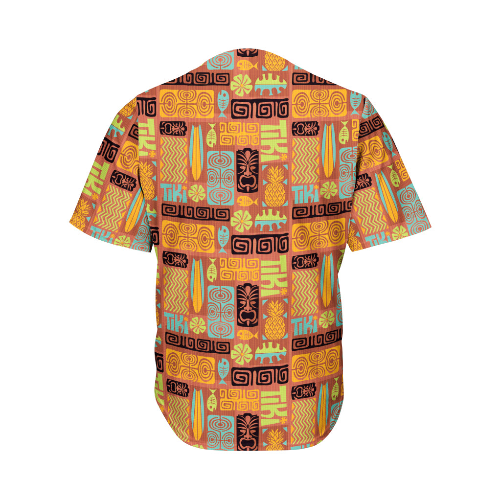 Ethnic Tiki Pattern Print Men's Baseball Jersey