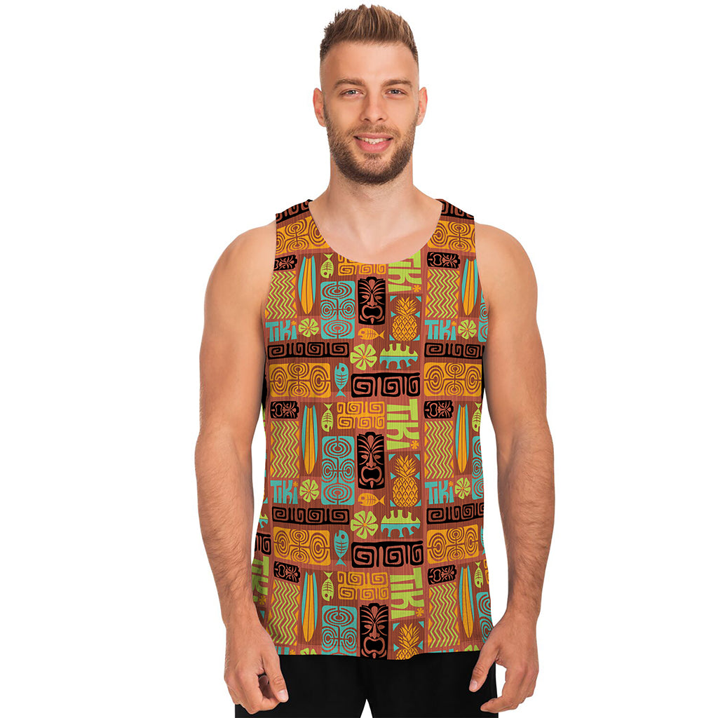 Ethnic Tiki Pattern Print Men's Tank Top