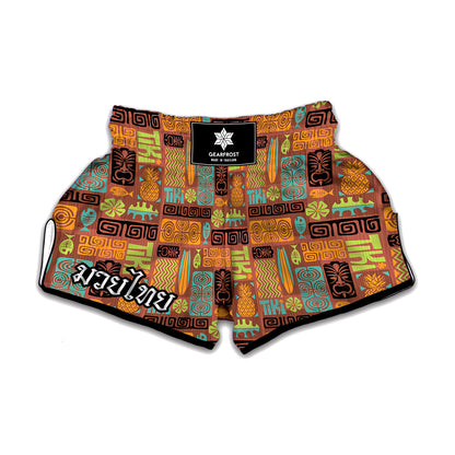 Ethnic Tiki Pattern Print Muay Thai Boxing Shorts