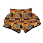 Ethnic Tiki Pattern Print Muay Thai Boxing Shorts