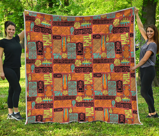 Ethnic Tiki Pattern Print Quilt