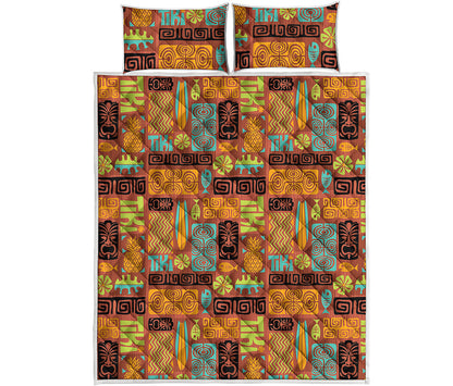 Ethnic Tiki Pattern Print Quilt Bed Set